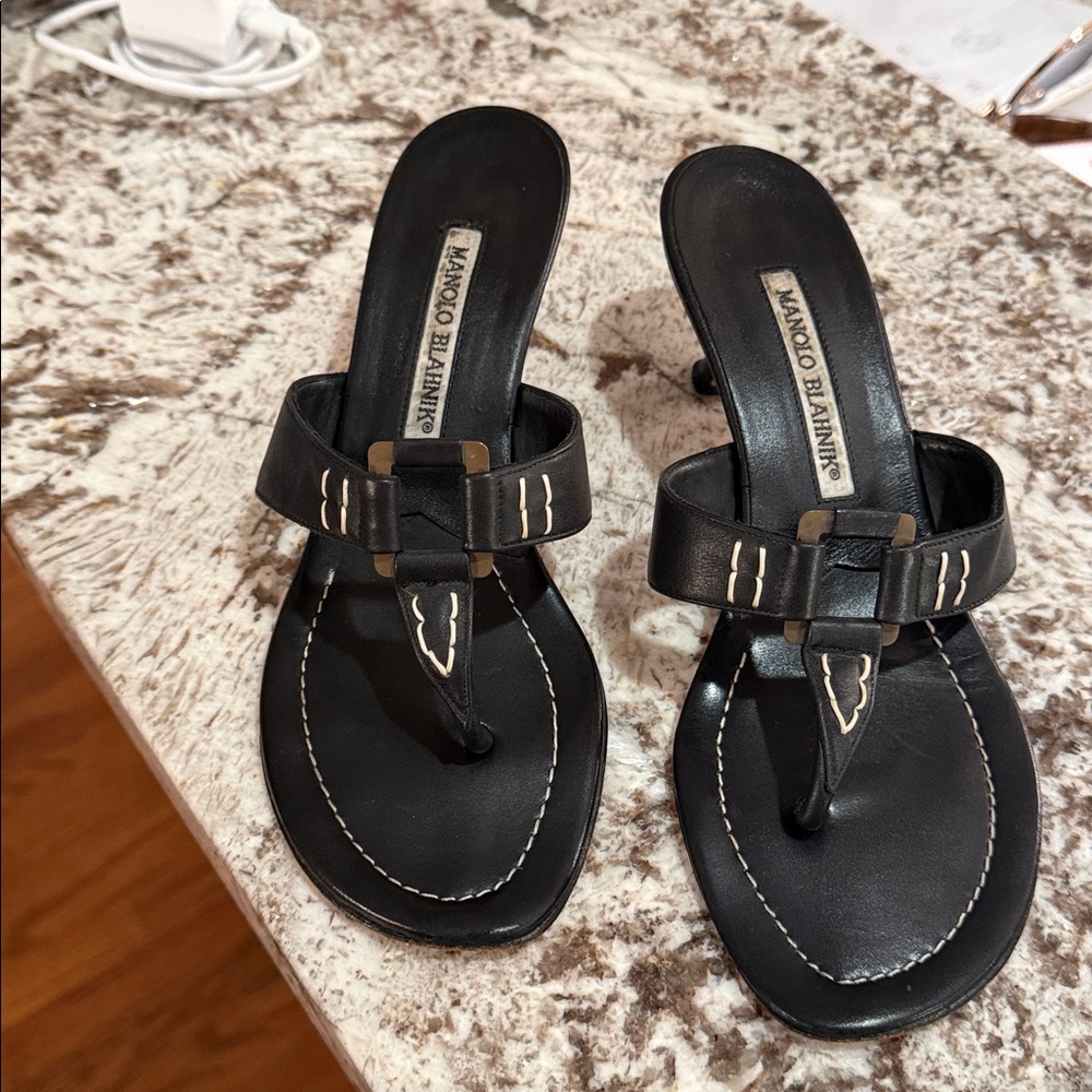 Manolo Blahnik Black Leather Heels